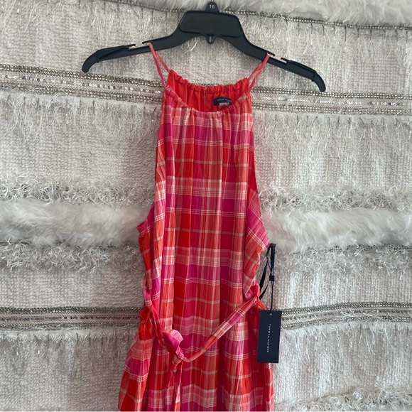 Tommy Hilfiger Pink / Orange Gingham Plaid Belted Dress - Picture 2 of 8